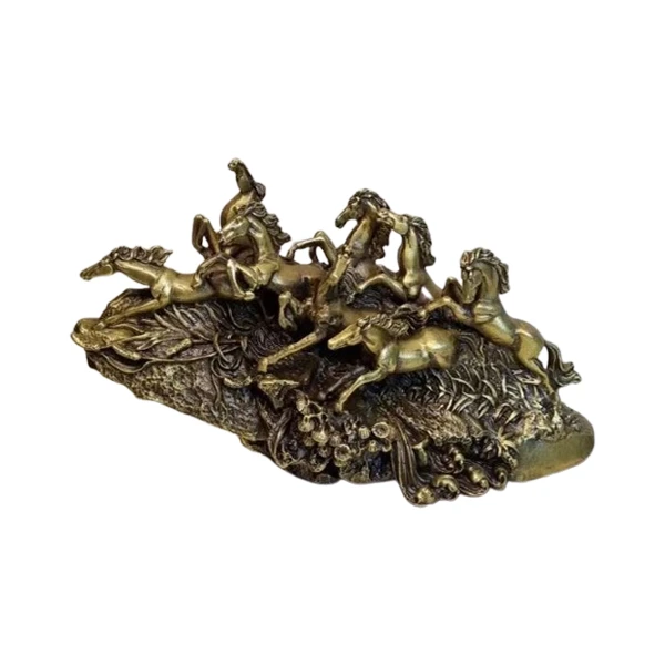 مجسمه برنزی مدل گله اسب 8 تایی طرح پتینه کد CHINA1