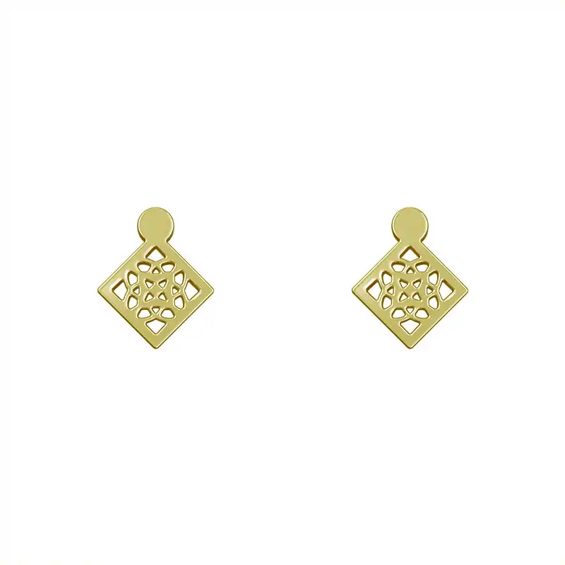 گوشواره طلا 18 عیار زنانه مدوپد مدل هندسی کد GA1-14930