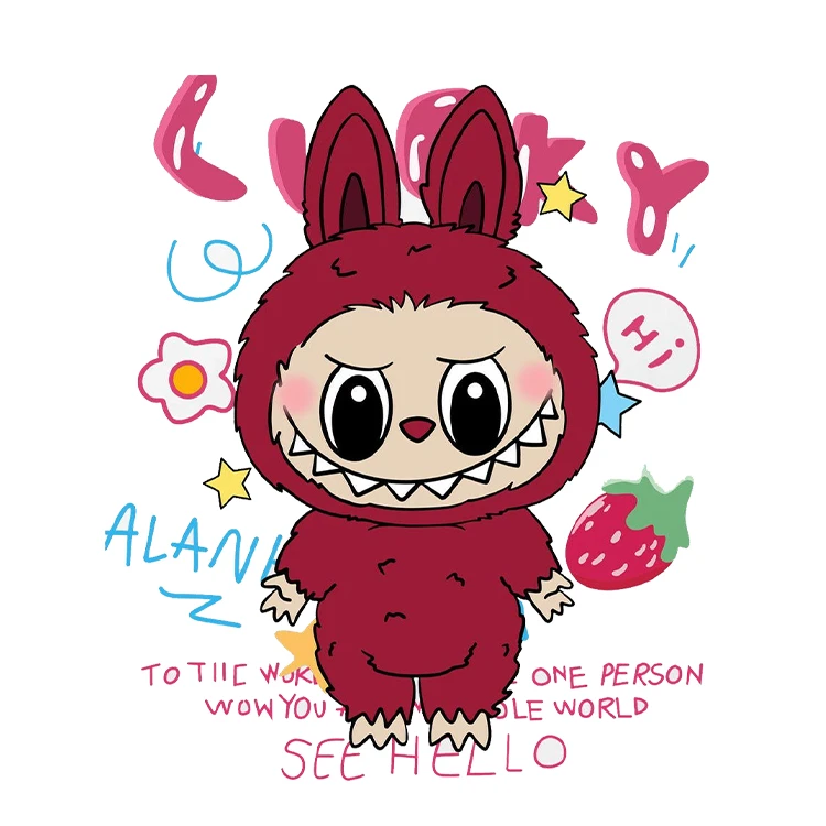 استیکر پارچه و لباس پاد آفرین مدل عروسک لبوبو  کد S2110