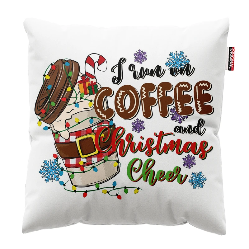 کوسن پاد آفرین مدل کریسمس طرح قهوه کد PK402636 سایز 40*40 سانتی متر 