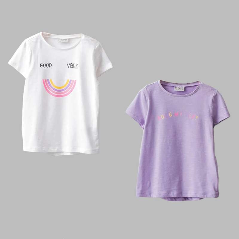 تی شرت آستین کوتاه دخترانه ال سی وایکیکی مدل s1lp64z بسته 2 عددی