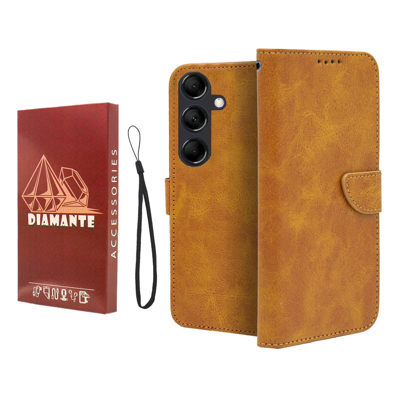 کیف کلاسوری دیامانته مدل Mortand Ros مناسب برای گوشی موبایل سامسونگ Galaxy A17 به همراه بندآویز