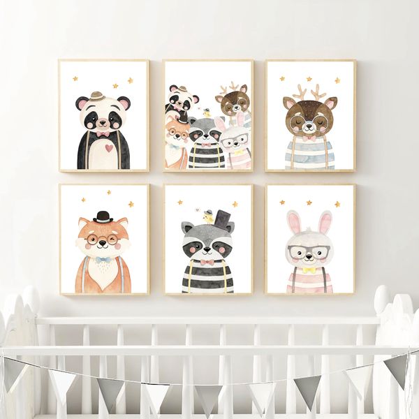 تابلو کودک و نوزاد مدل Elfap_Watercolor Animals 6000 مجموعه 6 عددی تابلو کودک و نوزاد مدل Elfap_Watercolor Animals 6000 مجموعه 6 عددی