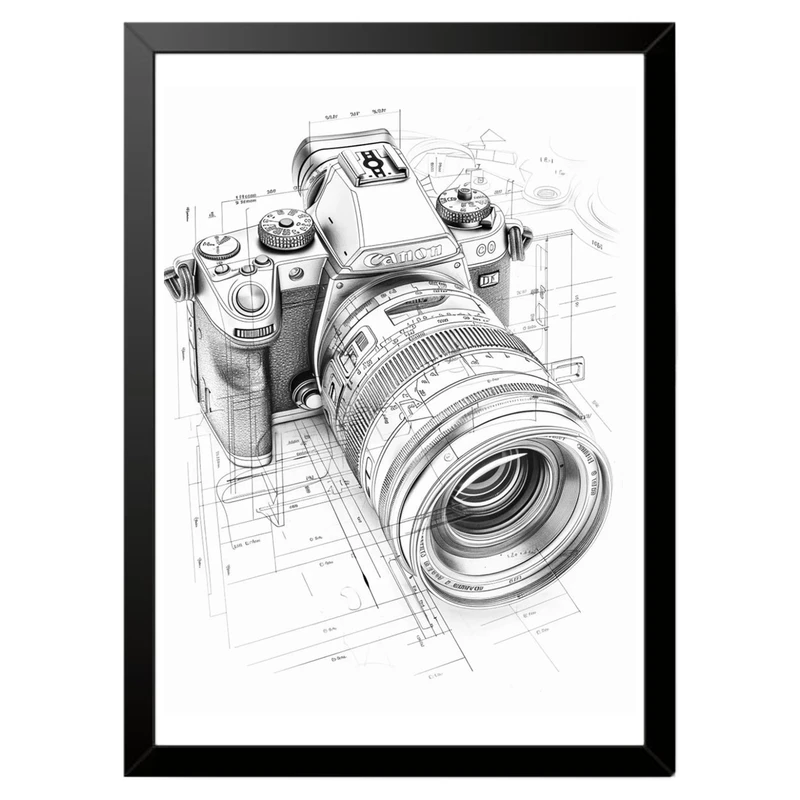 تابلو بکلیت طرح دوربین کانن Camera Canon مدل b-po1619 فریم مشکی