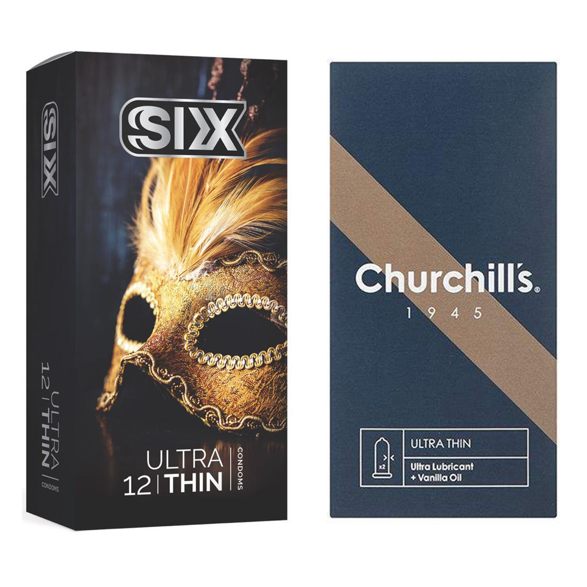 کاندوم چرچیلز مدل Ultra Thin بسته 12 عددی به همراه کاندوم سیکس مدل حساس و فوق العاده نازک بسته 12 عددی