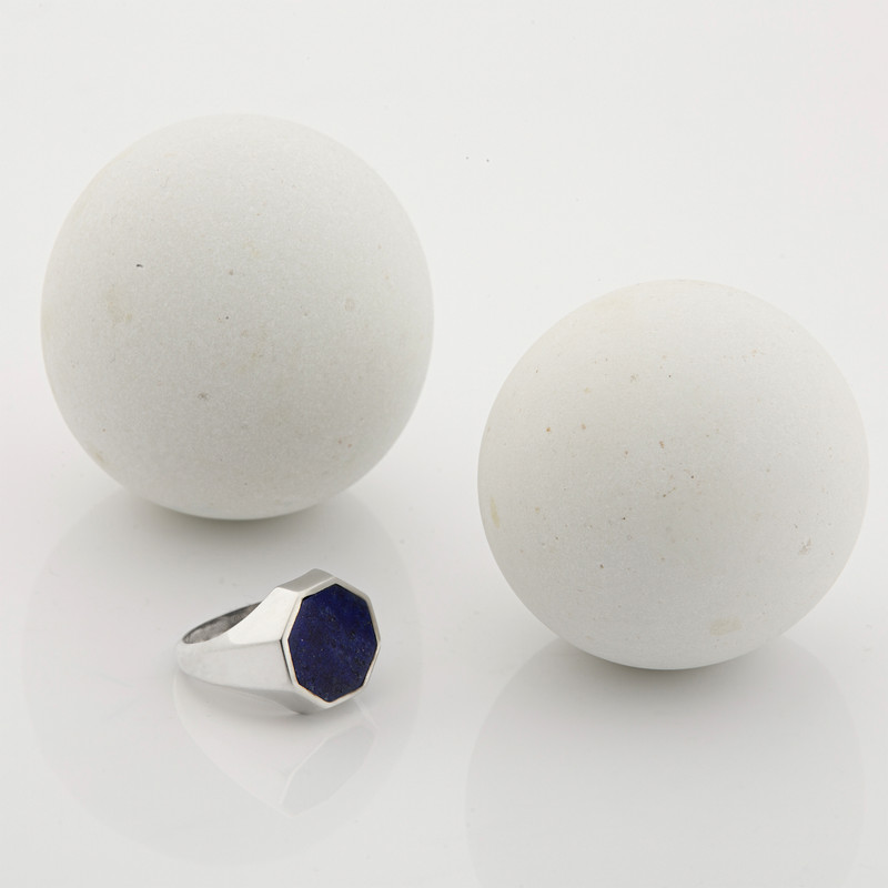 انگشتر نقره مردانه دلی جم مدل شش ضلعی با سنگ لاجورد طبیعی