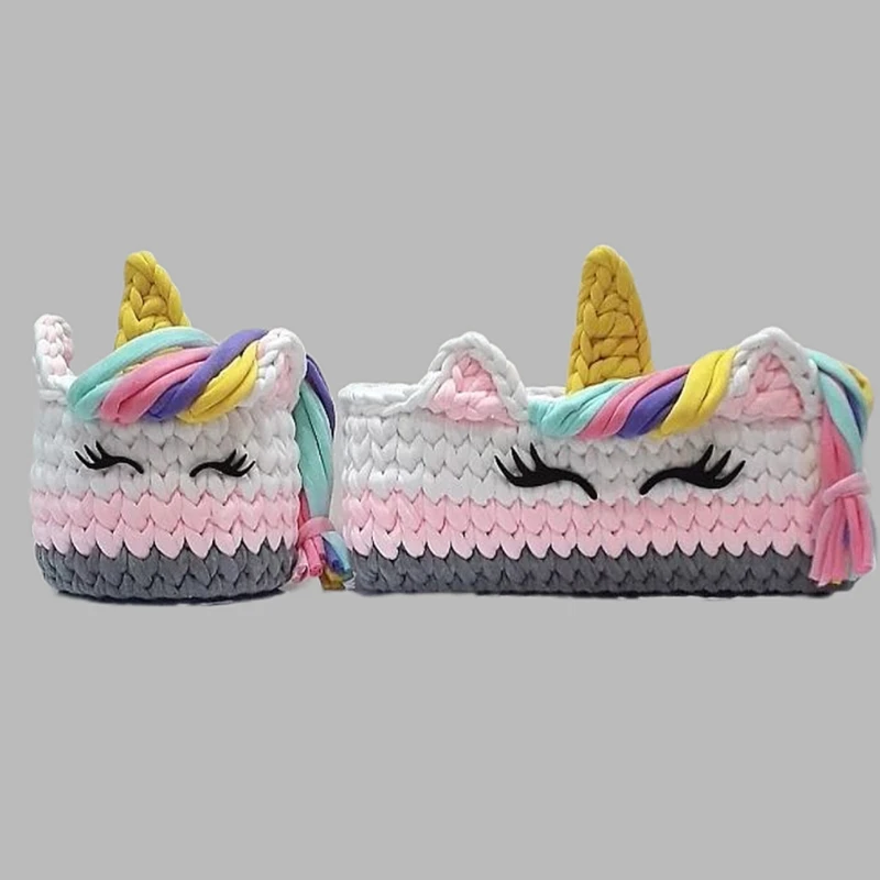 سبد قلاب بافی تریکو طرح اسب شاخدار کد 65 مجموعه 2 عددی