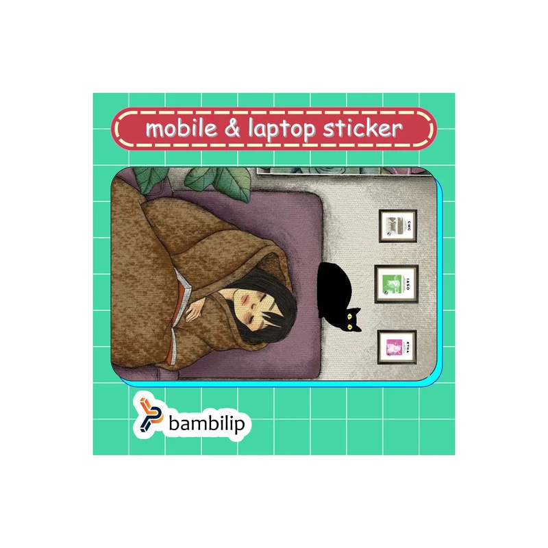 استیکر بامبیلیپ مدل کارت عابر طرح دختر سرمایی و کتابخوانی کد 6319349