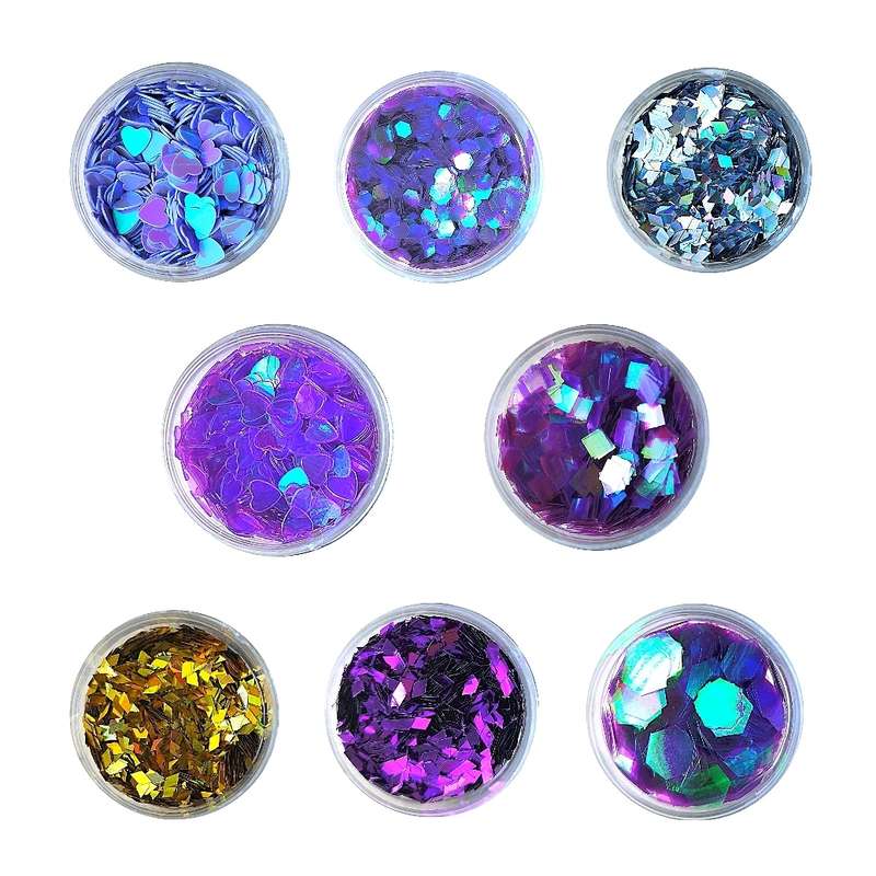 اکلیل ناخن مدل پولک های هندسی مجموعه 8 عددی