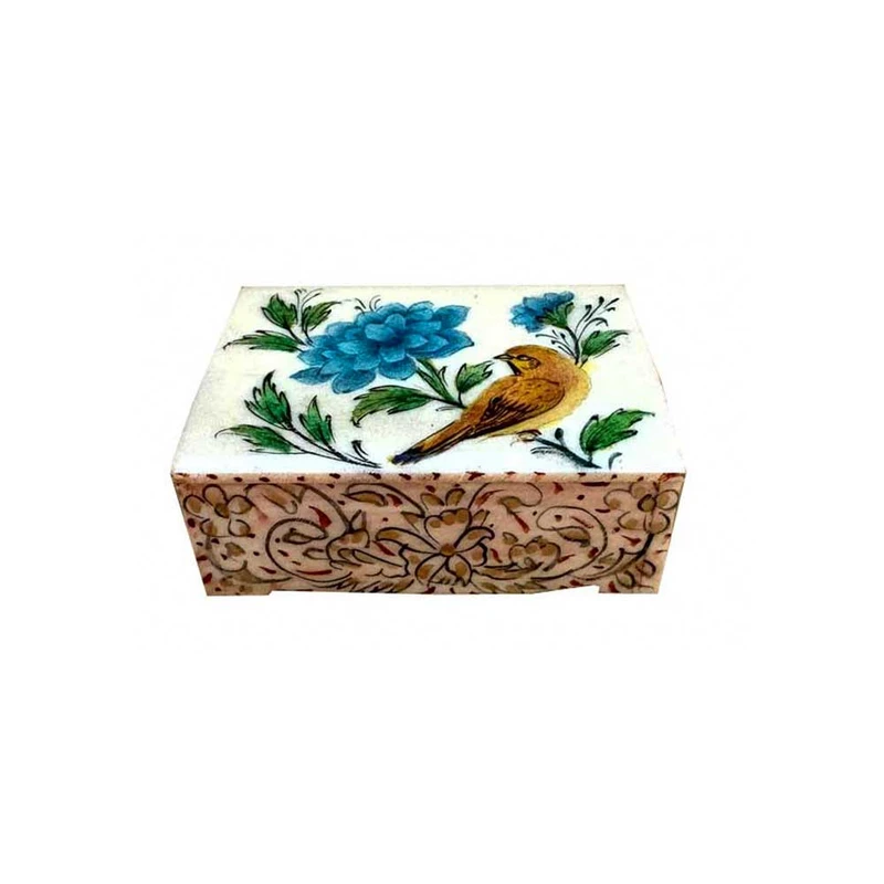 جعبه جواهرات استخوانی طرح گل و مرغ کد 06