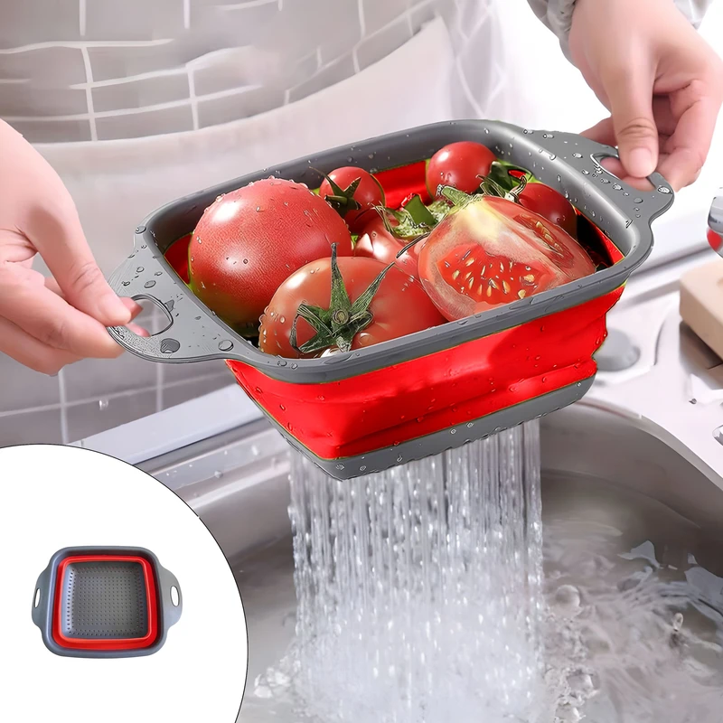 آبکش مدل سیلیکونی تاشو چهارگوش