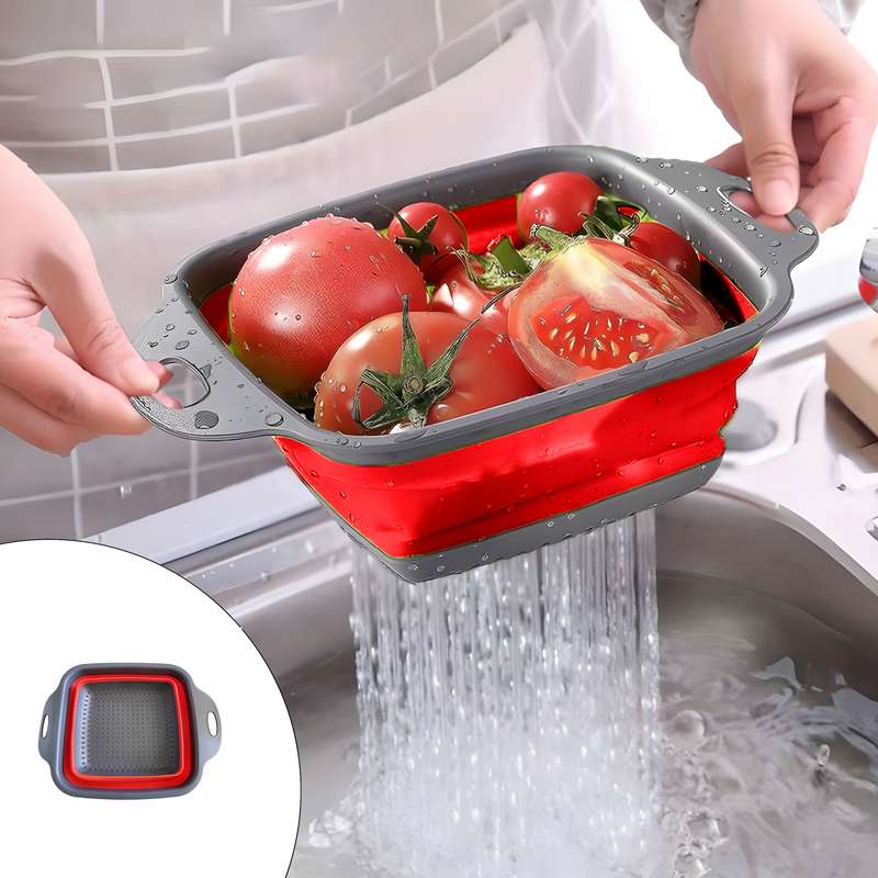 آبکش مدل سیلیکونی تاشو چهارگوش