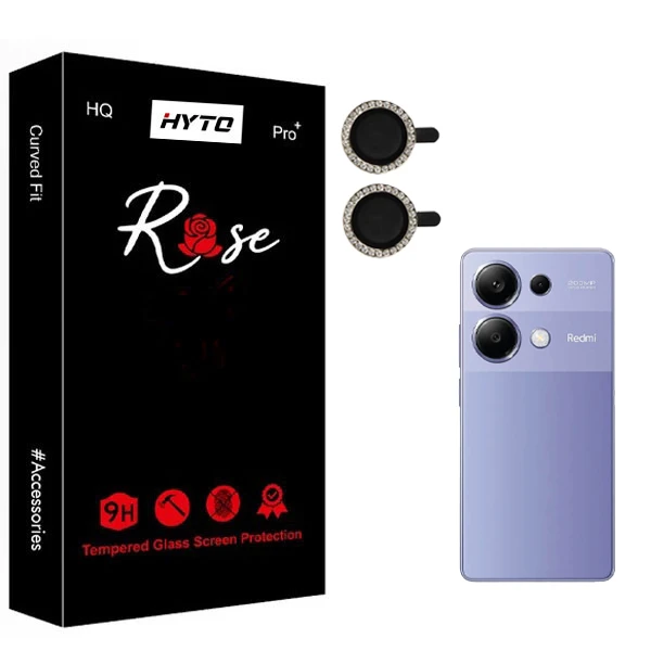 محافظ لنز دوربین رینگی نگین دار هیتو مدل Rose jewel guard مناسب برای گوشی موبایل شیائومی redmi note 13 4G