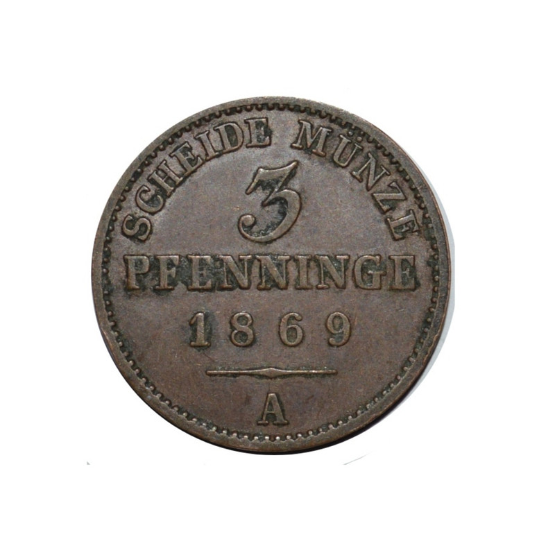 سکه تزیینی مدل 3 فینینگ دول آلمان 1869 میلادی