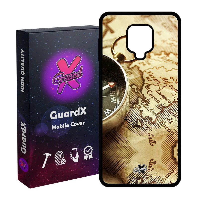 کاور گارد ایکس طرح نقشه مدل Glass10287 مناسب برای گوشی موبایل شیائومی Redmi Note 9S / Note 9 Pro / Note 9 Pro Max