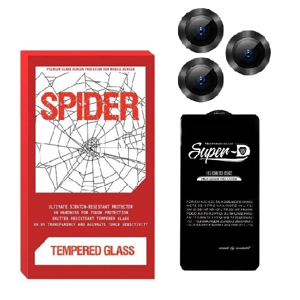 محافظ صفحه نمایش اسپایدر مدل Super D مناسب برای گوشی موبایل سامسونگ Galaxy A24 به همراه محافظ لنز دوربین