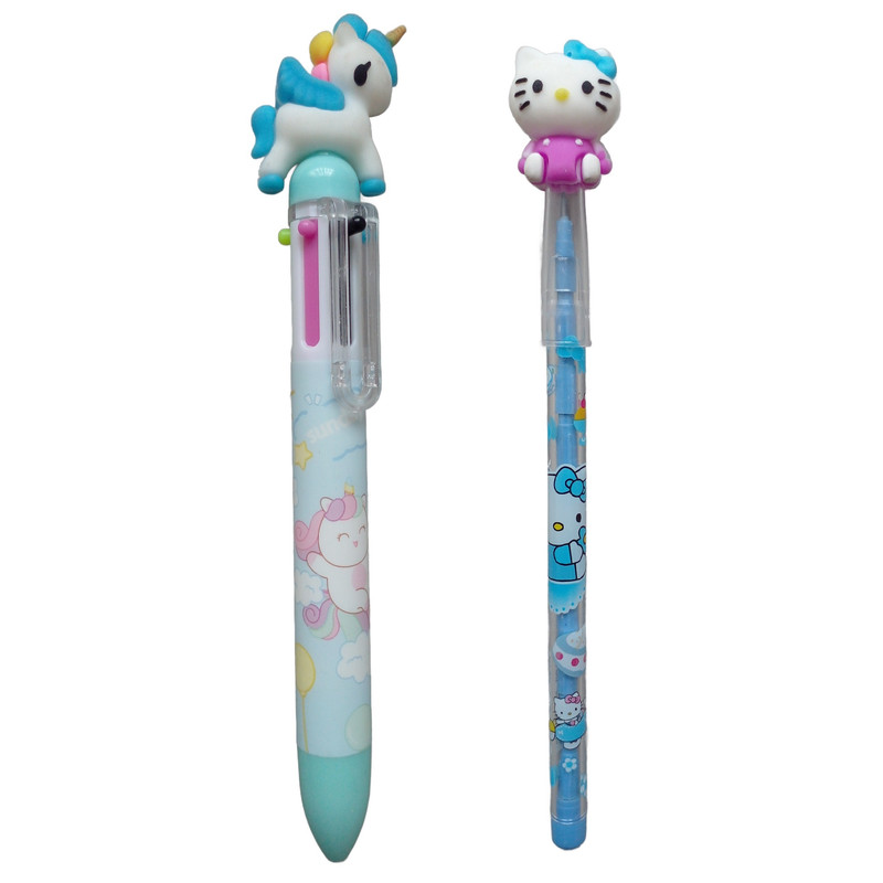 خودکار مدل 8 رنگ طرح یونیکورن کد B55 به همراه مداد فشنگی