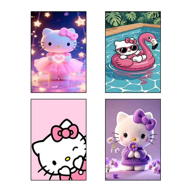 تابلو شاسي کارنيکا طرح هلو کیتی hello kitty کد 56153 مجموعه 4 عددی