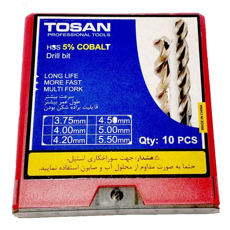 مته آهن توسن مدل CO5% سایز 4/2 میلی متر بسته 10 عددی