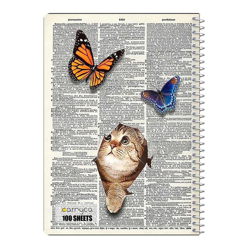 دفتر مشق 100 برگ سیمی کارنیکا طرح روزنامه وینتج پروانه Vintage Newspaper Butterfly کد 22811