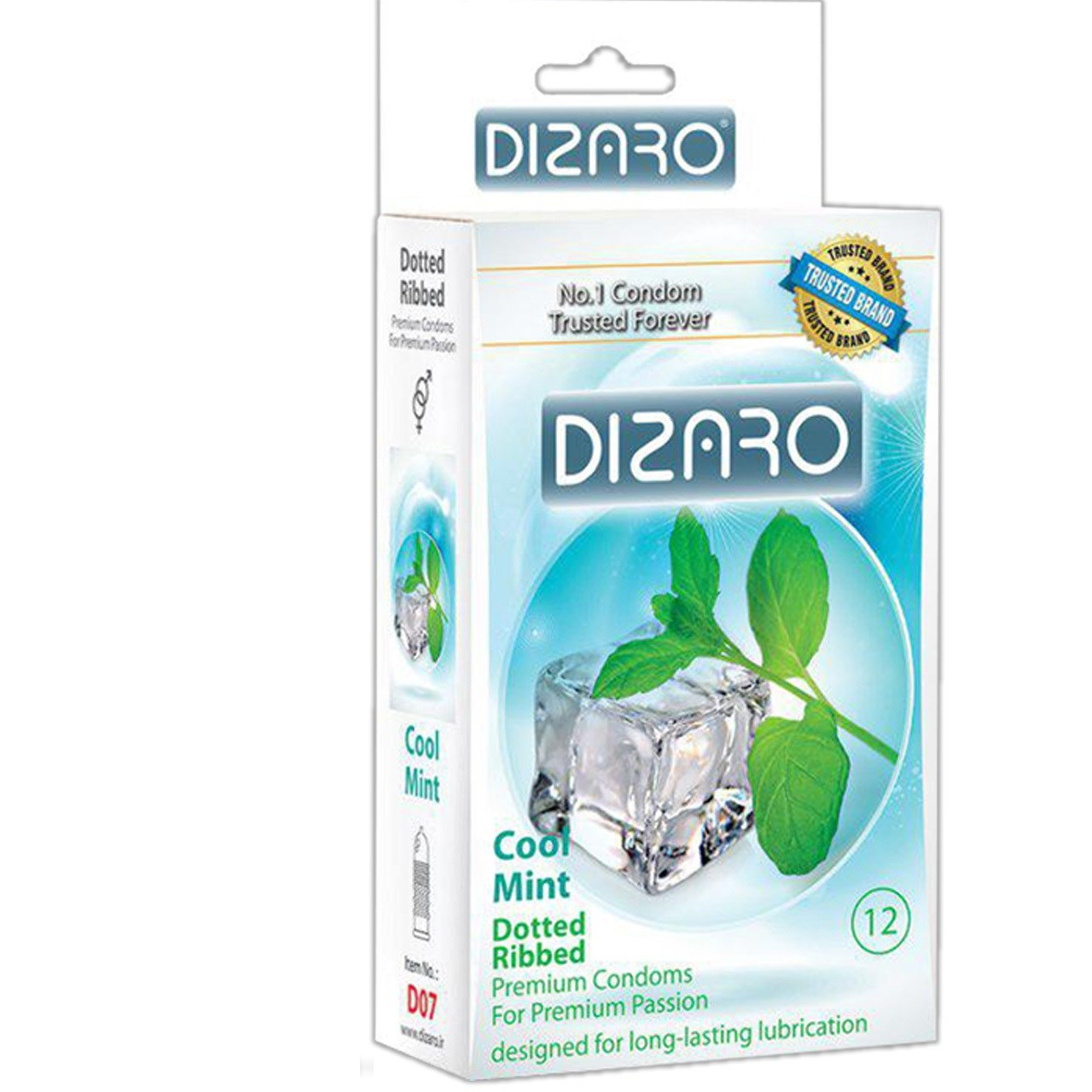 کاندوم دیزارو مدل DOTTED RIBBED COOL MINT کد D07 بسته 12 عددی