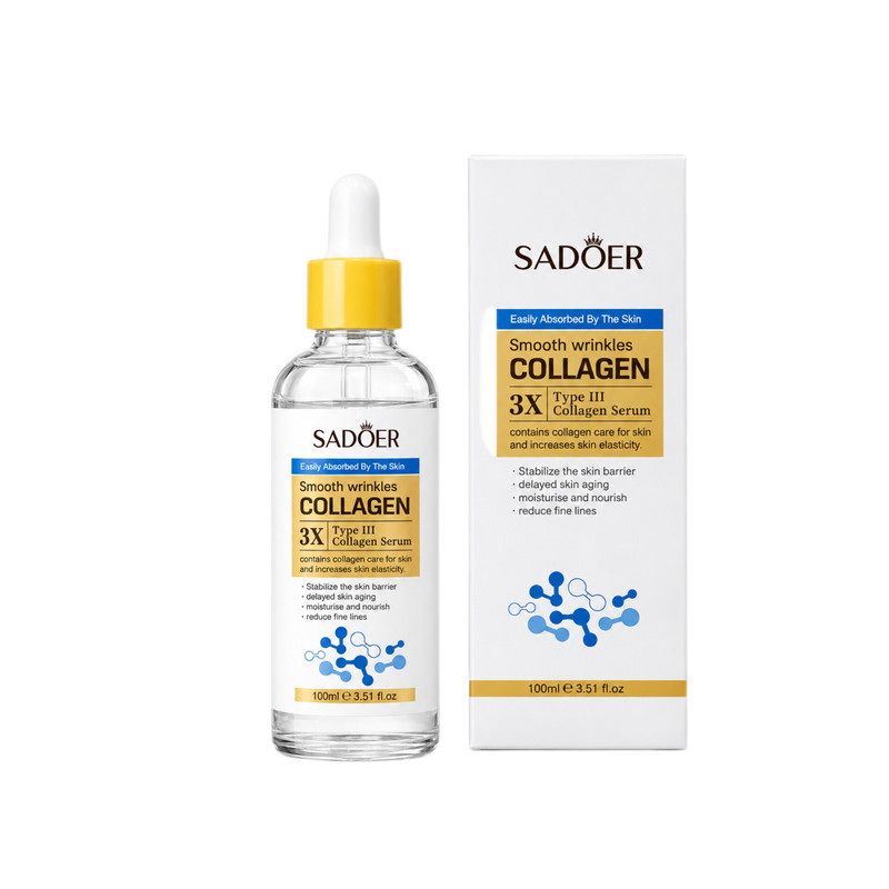 سرم کلاژن سادور مدل 3X Type III Collagen  ، رفع چین و چروک ، آبرسانی پوست، مناسب انواع پوست حجم ۱۰۰ میلی لیتر