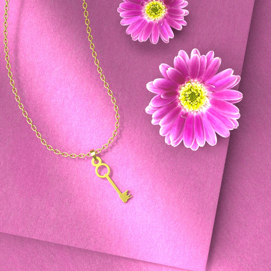 گردنبند طلا 18 عیار زنانه مدوپد مدل کلید کد F3-1-1018