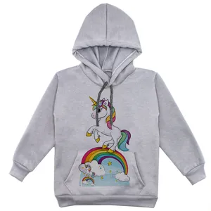 هودی دخترانه مدل تکشاخ F02 رنگ طوسی