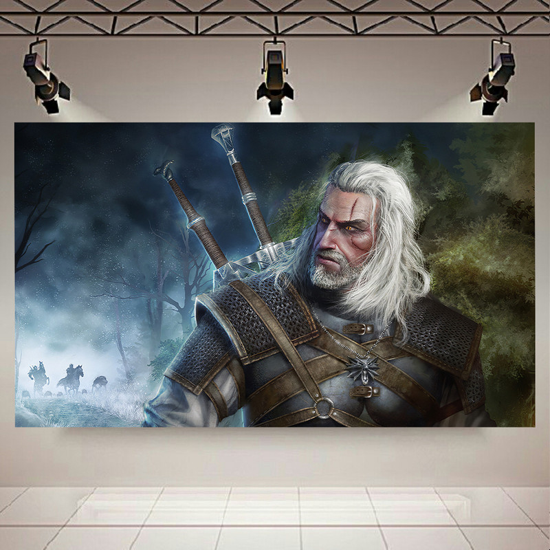 تابلو بوم طرح گیم مدل Geralt Of Rivia The Witcher 3 کد AR20490