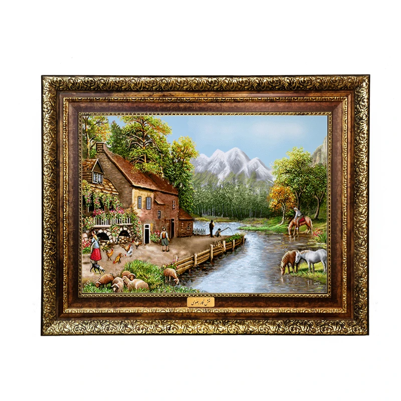 تابلو فرش ماشینی نقش نگار رضوی طرح منظره کد 557H