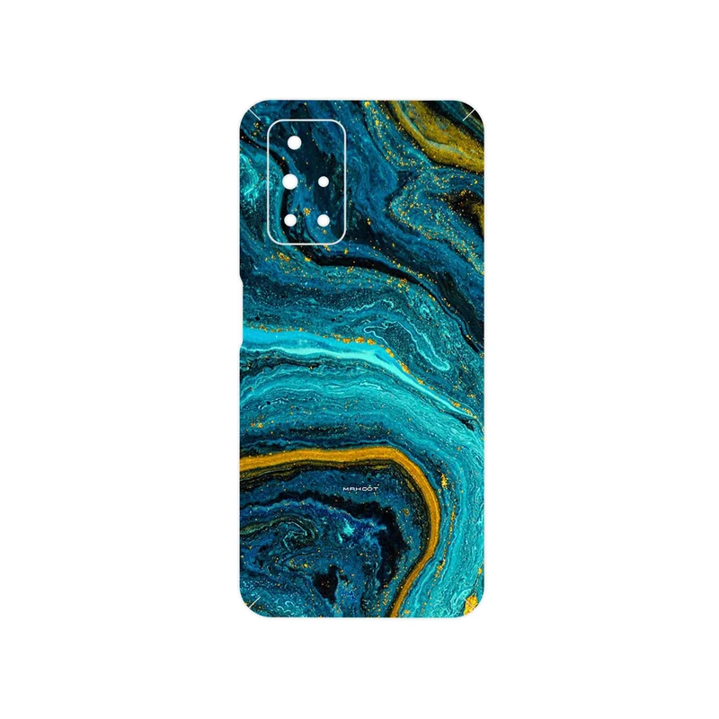 برچسب پوششی ماهوت مدل Turquoise marblewith golden streaks مناسب برای گوشی موبایل شیائومی Redmi 10 Prime