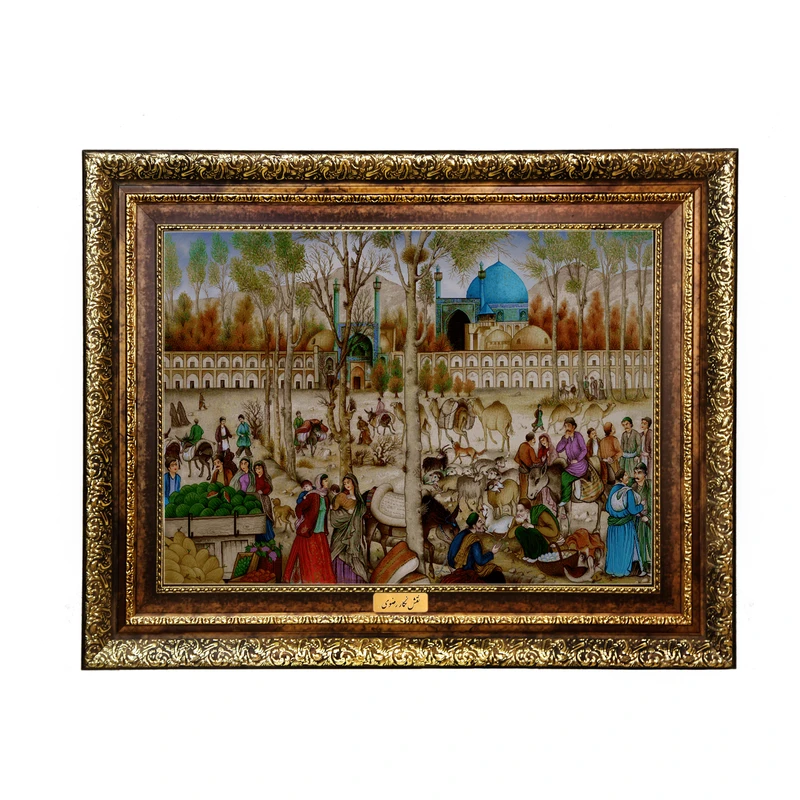 تابلو فرش ماشینی نقش نگار رضوی طرح بازار کد 3918H