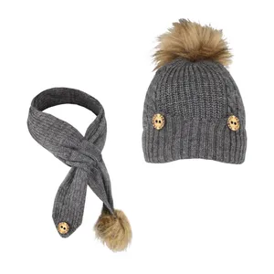 ست کلاه و شال گردن بافتنی بچگانه مدل LXE_29