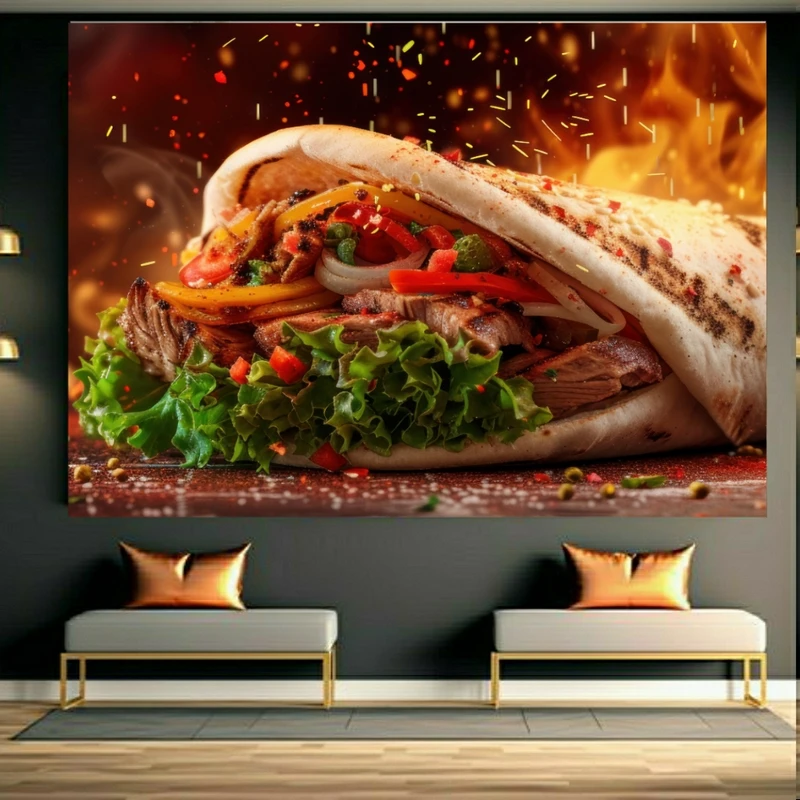 پوستر طرح مخمل خوراکی مدل ساندویچ گوشت کد BK23790