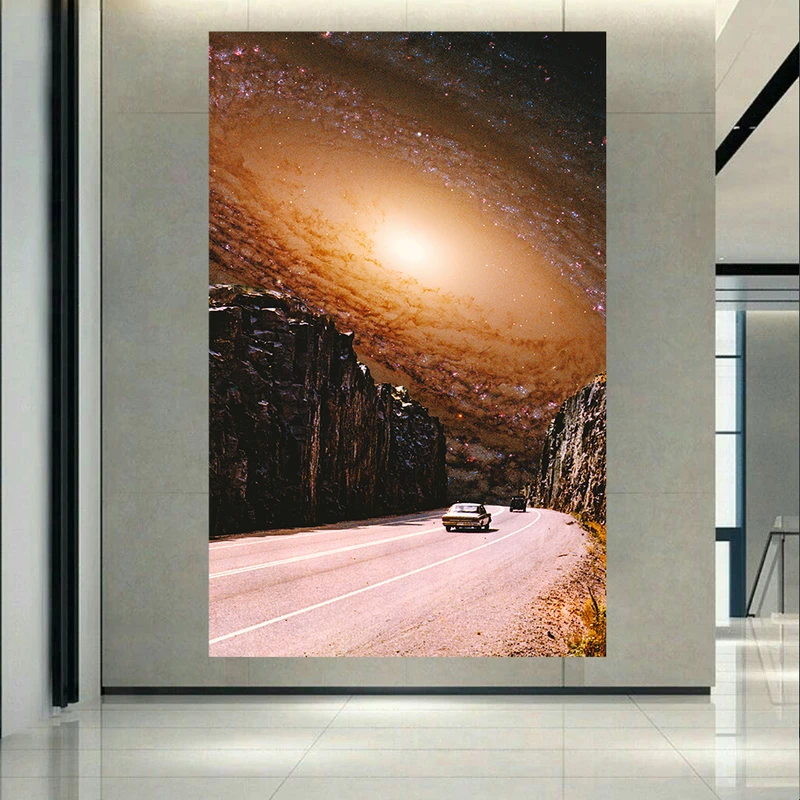 پوستر پارچه ای طرح مخمل  کهکشان و ستارگان مدل جاده قدیمی کد AR3062163