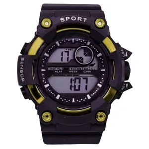 ساعت مچی دیجیتال مدل تک زمانه کرنومتردار بند سیلیکونی کد 5