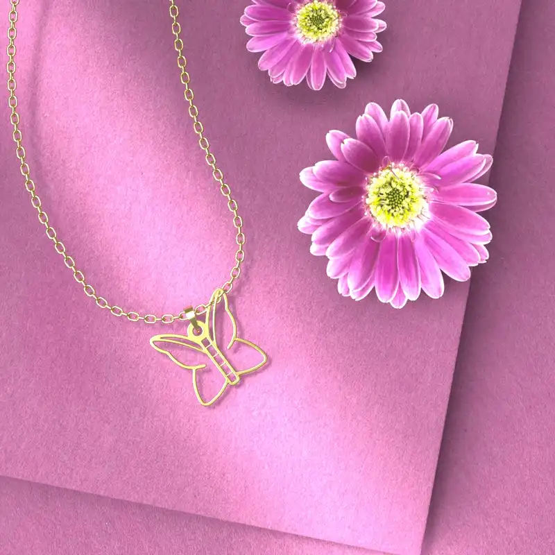 گردنبند طلا 18 عیار زنانه مدوپد مدل پروانه کد B3-1-1104