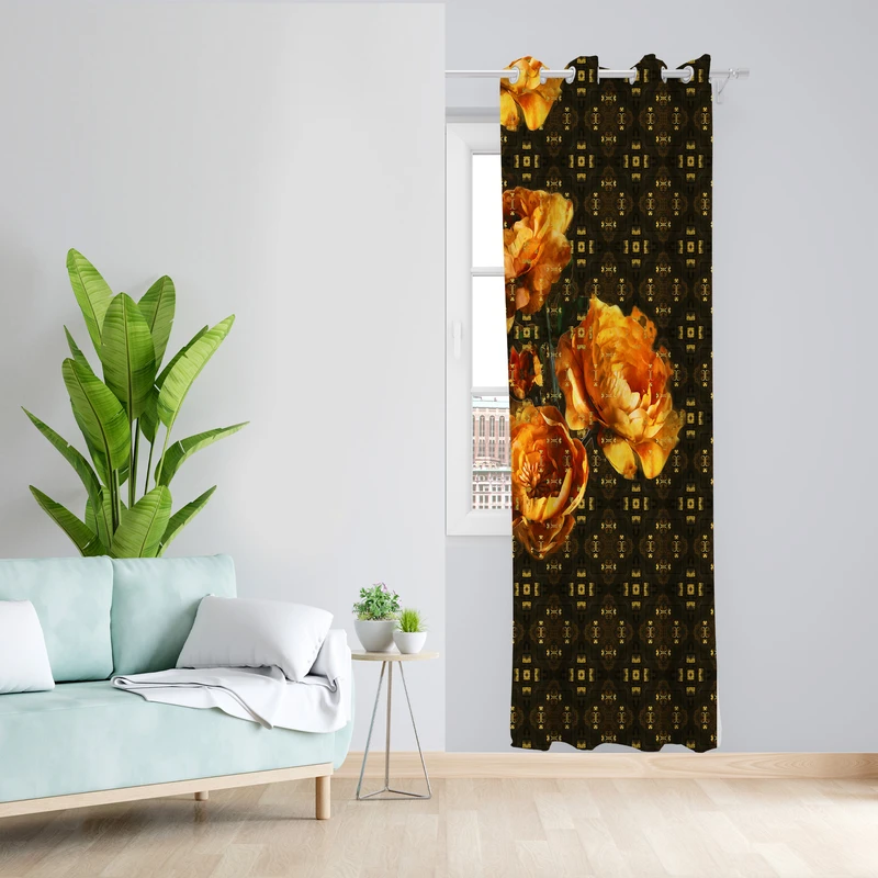 پرده طرح گل مدل مخمل پانچی کد L 1120R Z سایز 140x200 سانتی متر