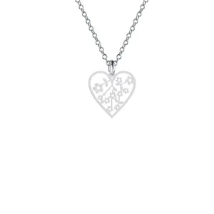گردنبند نقره زنانه هایکا مدل قلب و گل کد n.ha2-744