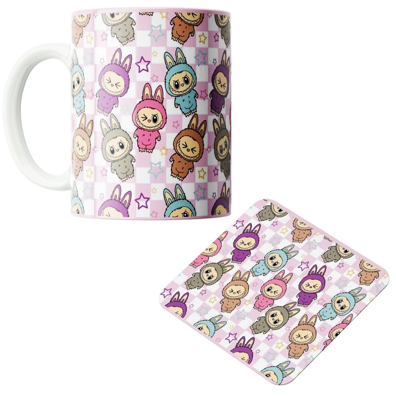 ماگ پاد آفرین مدل لبوبو کد z186 به همراه زیر لیوانی