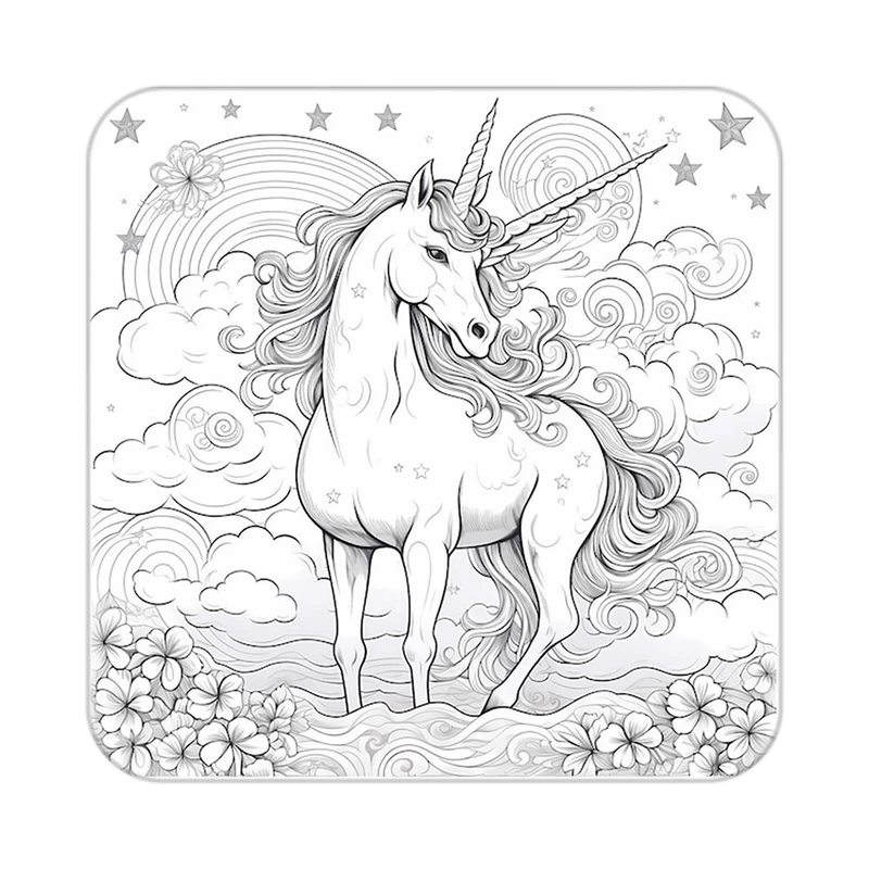 زیر لیوانی کاکتی طرح اسب تک شاخ و یونیکورن مدل mp33485