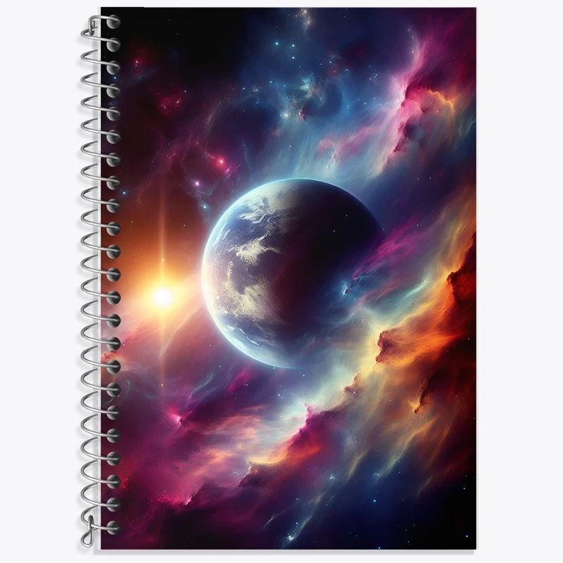 دفتر زبان 50 برگ خندالو مدل دو خط طرح کهکشان (galaxy) کد F6207