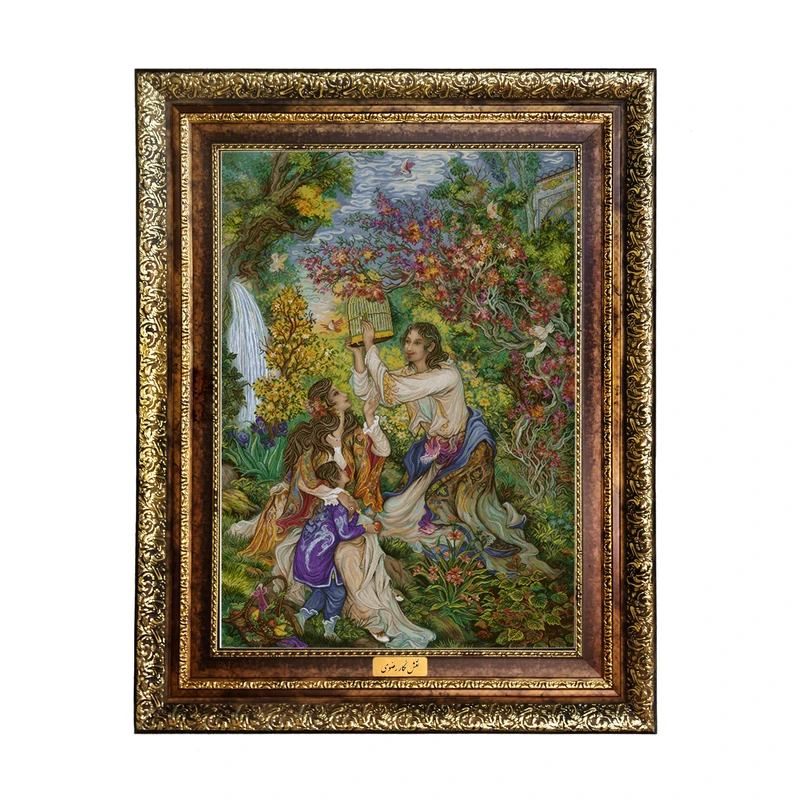 تابلو فرش ماشینی نقش نگار رضوی طرح منظره کد 1490KH