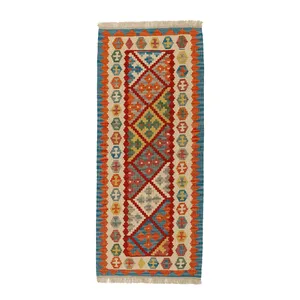 گلیم دستبافت کناره طول دو متر مدل قشقایی کد 598520