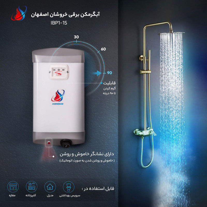 آبگرمکن برقی خروشان اصفهان مدل IBP15-1