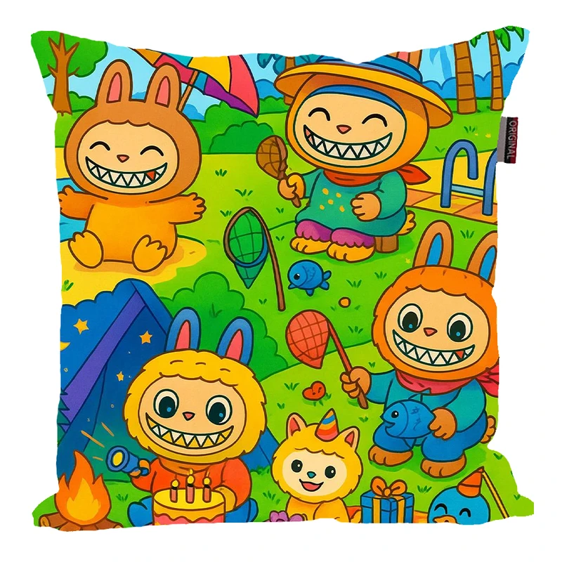 کوسن پاد آفرین مدل عروسک لبوبو کد PK401541 سایز 40*40 سانتی متر