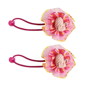 کش مو دخترانه مدل توری طرح عروسک قلبی بسته دو عددی