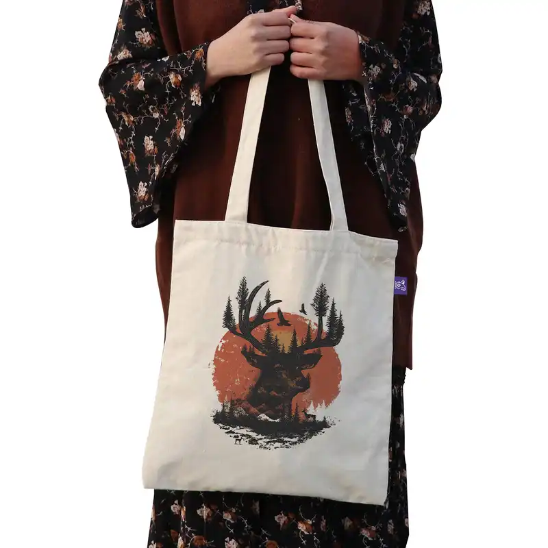 ساک خرید ترمه طراحان ایده مدل گوزن جنگلی کد cfp1047 - L