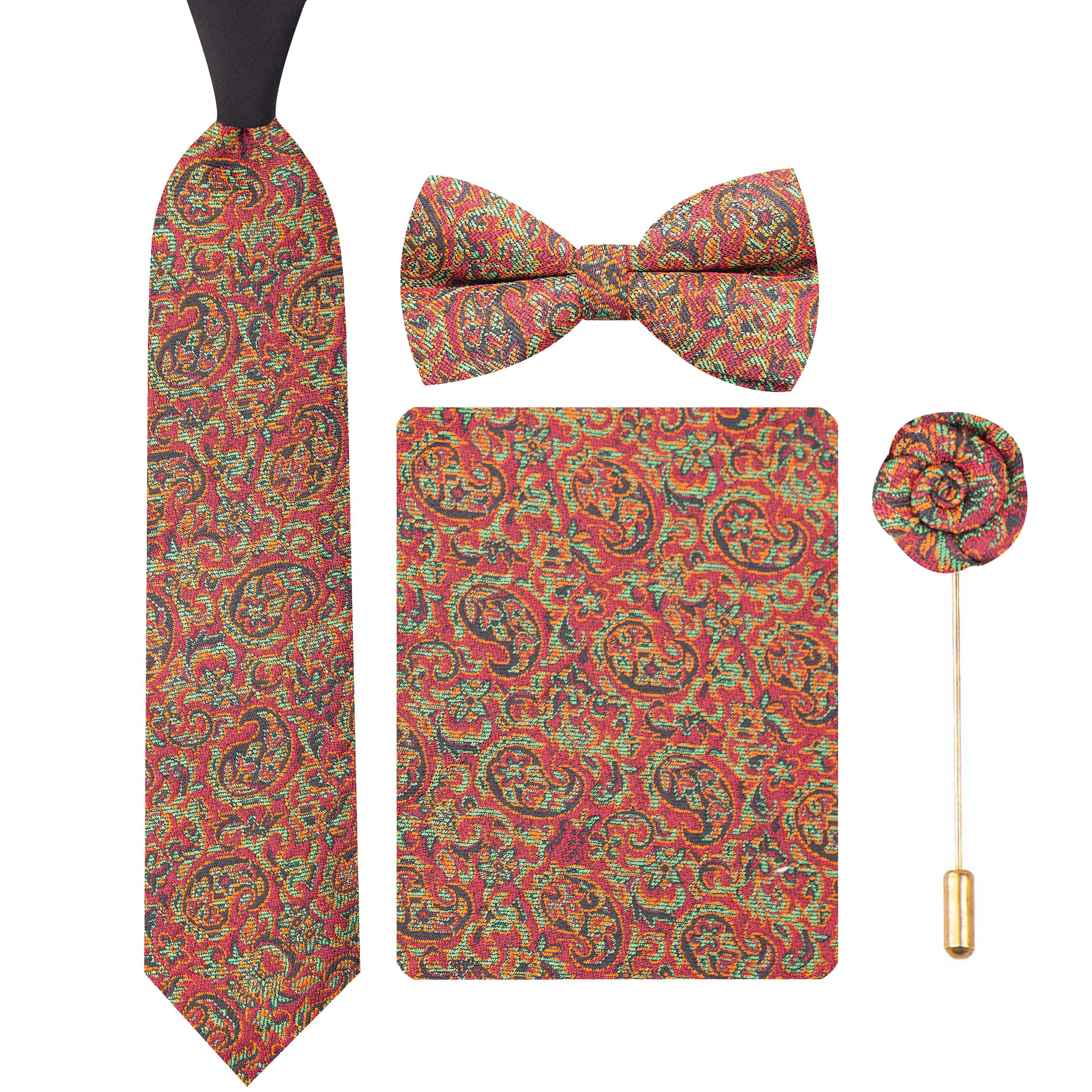 ست کراوات و پاپیون و گل کت و دستمال جیب مردانه جیان فرانکو روسی مدل GF-PA2232-OR 