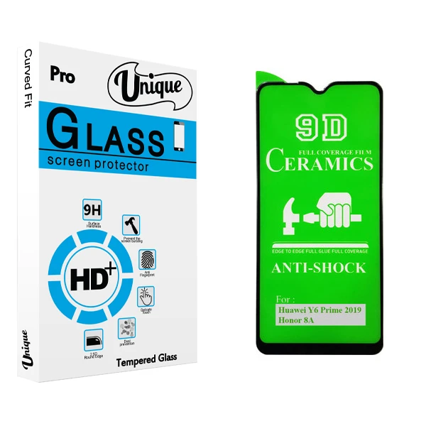 محافظ صفحه نمایش 9D يونيک مدل +Clear مناسب برای گوشی موبایل هوآوی Y6 Prime 2019 / آنر 8A